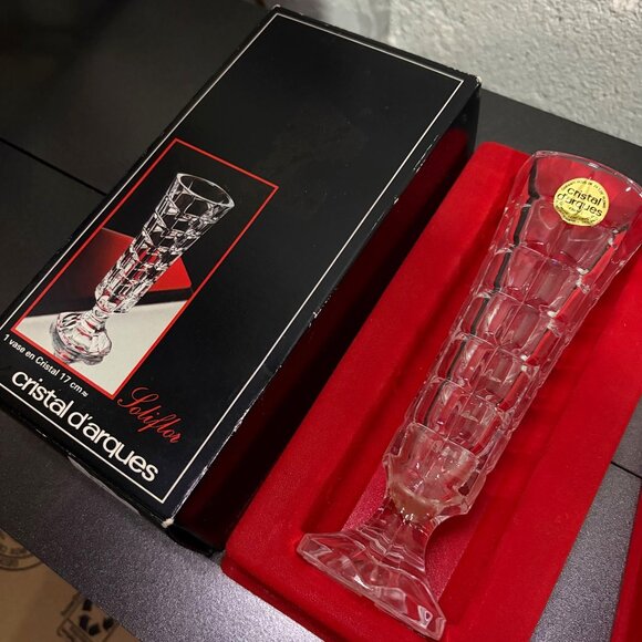 Cristal DArques Soliflor 17cm Crystal Vase Set Of 2 With Boxes - Picture 4 of 9
